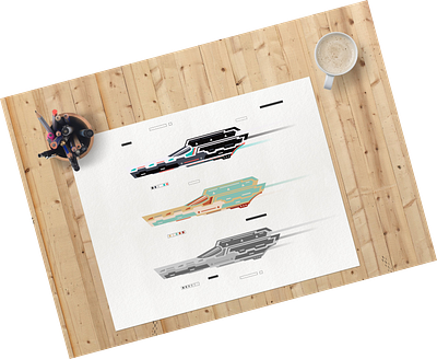 Star Speeder: Different Palettes color palette design geometricart illustration inkscape space spacecraft spaceship speeder starwars