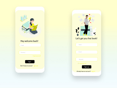 Log in/ sign up screen app branding illustration login screen minimal mobile ui signin signup page signup screen typography ui uiux ux vector