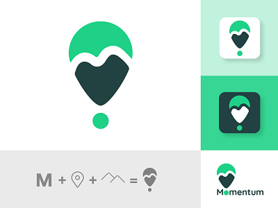 Momentum mobile app | Icon & logo brand identity branding design icon app iconography journey logo logodesign travel travel logo visual identity