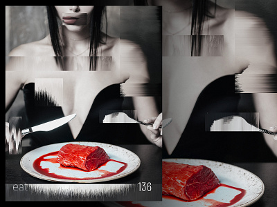 Eat adobe photoshop datamosh distort photo manipulation photo retouching photoshop poster design retouching type