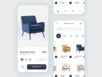 Ecommerce Furniture App app buy ecommerce ecommerce app ecommerce app design furniture furniture app minimal minimal app design minimal furniture app minimalist mobile app shop shopping ui ui design ux ux design