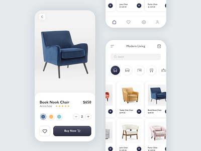 Ecommerce Furniture App app buy ecommerce ecommerce app ecommerce app design furniture furniture app minimal minimal app design minimal furniture app minimalist mobile app shop shopping ui ui design ux ux design