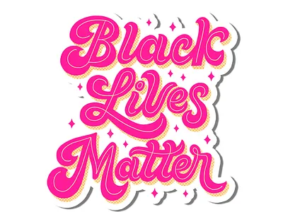 Black Lives Matter Sticker 70s script anti racist antiracism black lives matter blm hand lettering hand lettering art justice love peace script lettering sticker sticker making stickermaker