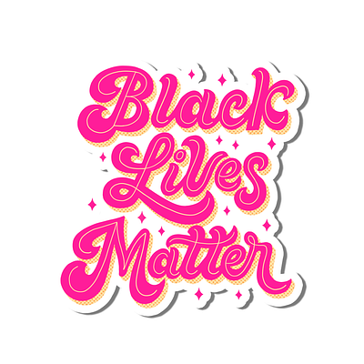 Black Lives Matter Sticker 70s script anti racist antiracism black lives matter blm hand lettering hand lettering art justice love peace script lettering sticker sticker making stickermaker