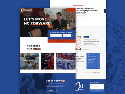 Cal for NC Take 1 campaign election grid homepage layout north carolina politics senate ui web design website