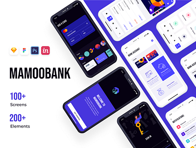 Mamoobank - Light mode & Dark mode account bank app bank card banking banking app booking app clean ui dark mode finance finance app finance business mobile app onboarding sign in transfer ui ui design ui kit ui ux wallet app