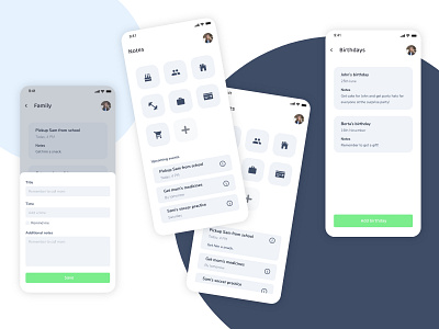 Notes - Light animation app design flat minimal mobile ui ux