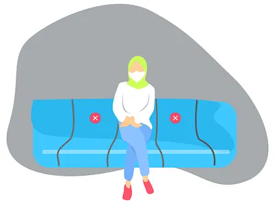 Social Distancing girl masker social distance transportation