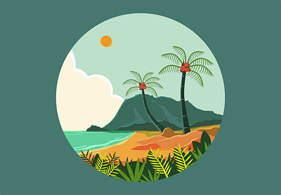 simple landscape beach scene beach cloud coconut design illustration inkscape island landscape mountain nature pariaman tropical vector