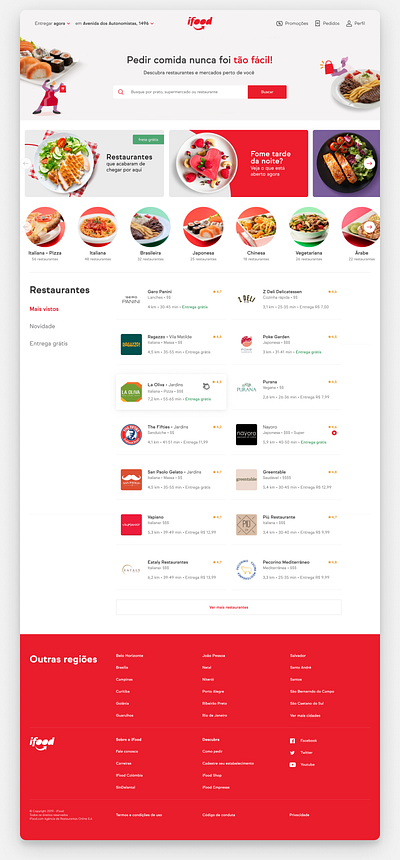 iFood website uidesign user experience design user interface user interface design ux uxdesign webapp website