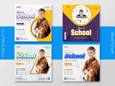 School admission social media post and admission web banner education flyer mondolsgraphic university web banner