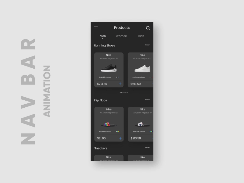 Navbar Animation-DarkMode aimation darkmode dribbble firstshot interaction lightmode minimal navbar navigation bar product shopping