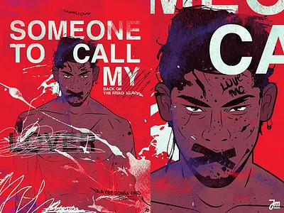 Somebody to call my lover - poster abstract character character design design eyes face hair illustration man muscle portrait type typography vector