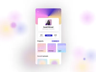 Profile Page 10ddc 2d illustration app design app ui app ui design app ux blur background blur effect flatdesign illustration minimal illustration ui ui designer ux ux designer