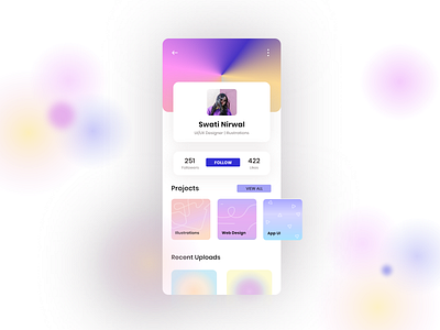 Profile Page 10ddc 2d illustration app design app ui app ui design app ux blur background blur effect flatdesign illustration minimal illustration ui ui designer ux ux designer