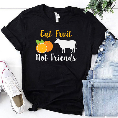 EAT FRUIT NOT FRIENDS T-SHIRT DESIGN custom tshirt design design designer designs etsy illustration logo merch by amazon printful redbubble shirt tees teespring tshirt tshirtdesign tshirts vegan vegan lover shirt vegan shirt vegan tshirt design