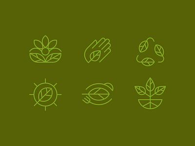 Icons brand branding design eco elegant icon illustration leaf line linear logo logotype modern set vector vegan