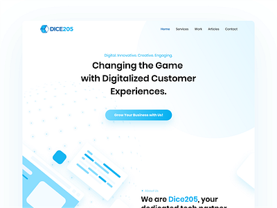 Dice205 Digital Co. - Landing Page clean flat minimal ui user center design user experience design user experience prototype user inteface ux web