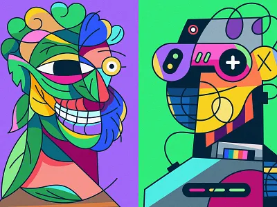 Abstract Minimalist Character Design Illustrations, Digital Art 2d art branding cartoon character collection crazy design digital flat flat design illustration logo nft nft art nft artist opensea simple ui vector