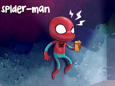 Spidey senses coffeesscartoon cute fanart marvel spiderman