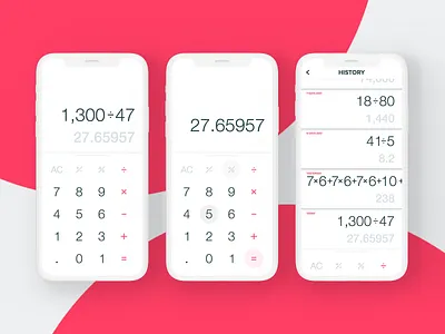 Calculator App Light app calculator clean design history ios iphone iphone x light minimal mobile ui ux white