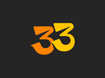 Number 33 Logo Design 3 brand identity branding clean digits for sale unused buy freelance designer iconic lettering letters logo mark symbol icon mihai dolganiuc design numbers orange shadow solid timeless type typography text custom yellow