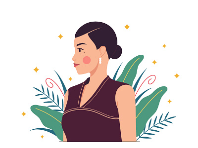 Asian woman asian woman beauty character character design composition design digital art fashion fashion illustration garden girl graphic illustration jungle minimalism minimalist practice vector vogue woman