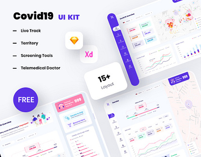 Covid19 Free UI Kit admin covid covid 19 covid 19 covid19 dashboad doctor freebie freebies kit live trace map mapping status ui ui design uikit uikits ux ux design