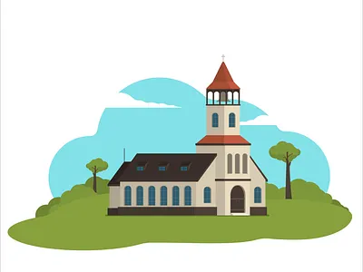 Church building church design flat illustration religion vector