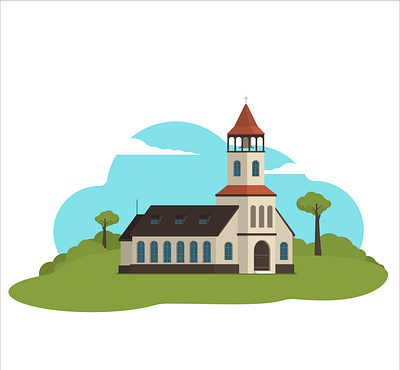 Church building church design flat illustration religion vector