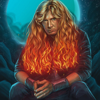 Dave Mustaine 🔥🎸 cg digital draw fire illustration megadeth mustaine neon paint redhead rock thrashmetal