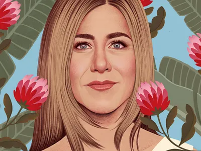 Jennifer Aniston botanical celebrity digital editorial floral folioart illustration mercedes debellard portraot