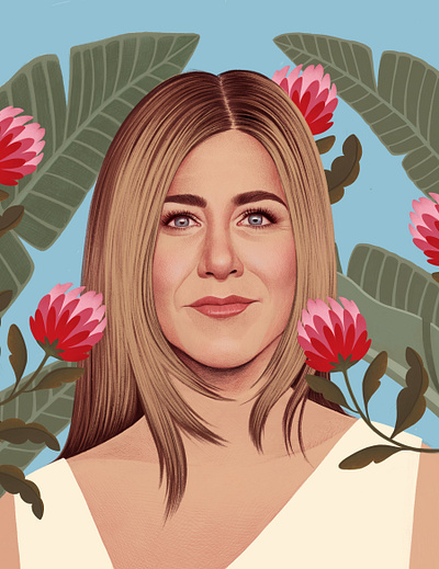 Jennifer Aniston botanical celebrity digital editorial floral folioart illustration mercedes debellard portraot