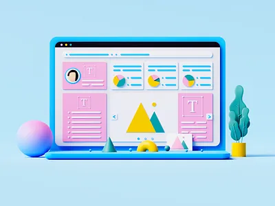 3D Web Illustration 02 3d 3d art 3d artist 3d design abstract blender branding c4d cinema4d concept creative dashboad graphic design illustration plant ui ux user interface vector web design website