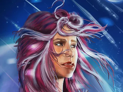 Meteor shower girl digital digitalart fantasy girl illustration meteor photoshop shower wacom