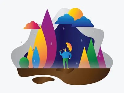 Rain art colorfull design flat flatillustration graphic illustration rain simple umbrella vector