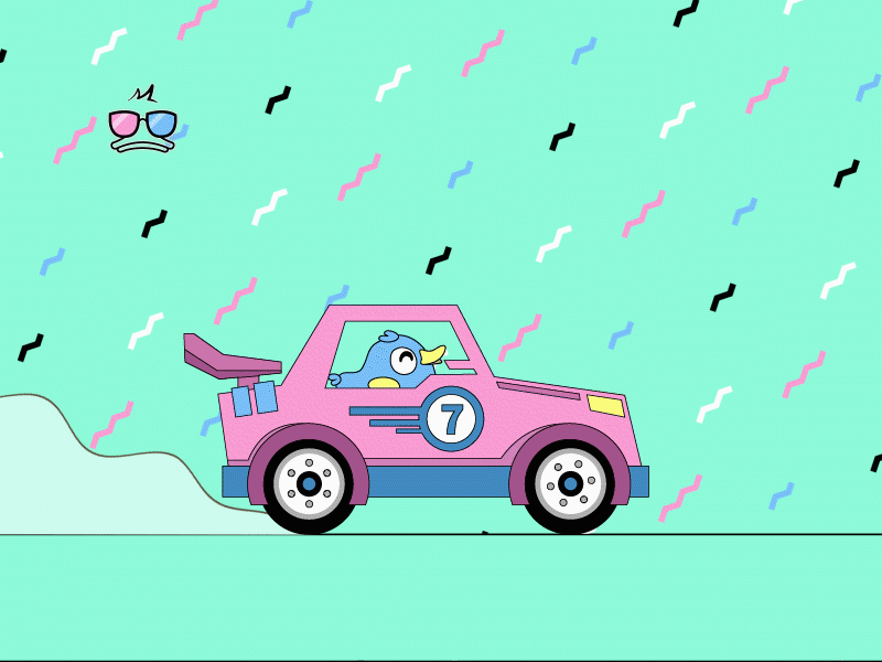Sweet duck Driving after affects animate animation car cartoon design drive driving duck ducks illustration motion pop retro sweet vector