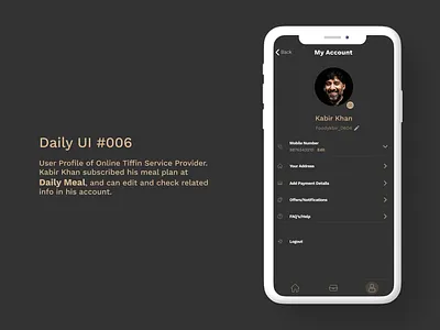 User Profile/Account app design icon ui ux web
