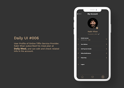 User Profile/Account app design icon ui ux web