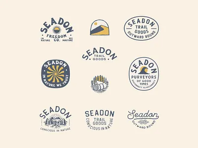 Seadon logo Design adventure badge branding camping handlettering illustration logo nationalpark nature outdoors surf typographic logo typography