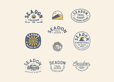 Seadon logo Design adventure badge branding camping handlettering illustration logo nationalpark nature outdoors surf typographic logo typography