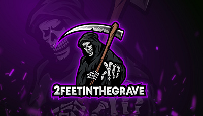 2feetinthegrave mascot logo esports branding design esport esport logo gaming grim reaper identity illustration illustrator mascot vector