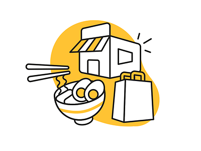 Partners in Glovo bag delicious delivery glovo illustrator partners ramen store vector