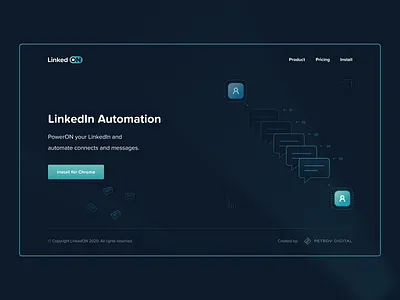 Linkedon Homepage chrome extension dark dark mode dark ui design extension flt homepage illustration layout logo product product page typography ui vector web webdesign website