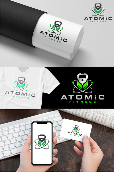 Atomic Fitness logo crossfit fitness fitness logo health karate martial arts