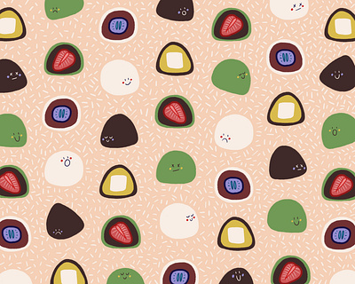 Mochi Pattern asia asian food cooking creative cooking cuisine dessert filling food food pattern foodie homemade illustration mochi pattern pattern design patterns sweet tooth sweetness sweets treats