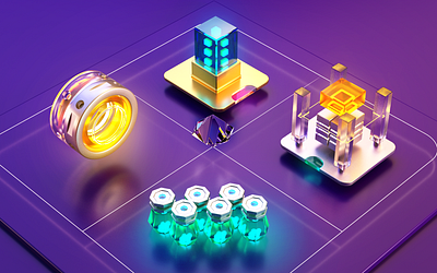 3D illustration 3d 3dart cinema4d clean design glass glow illustration miniature redshift reflections render tech web