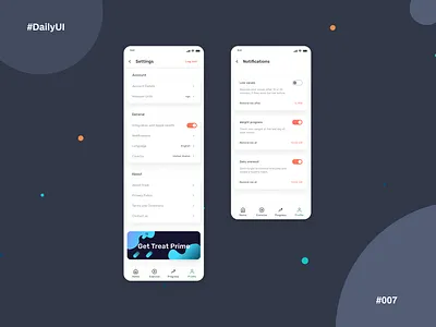 #DailyUI #007 Treat app Settings 007 app daily 100 challenge dailyui design exercise mobile mobile ui notifications settings settings page settings ui ui userexperience userinterface ux workout