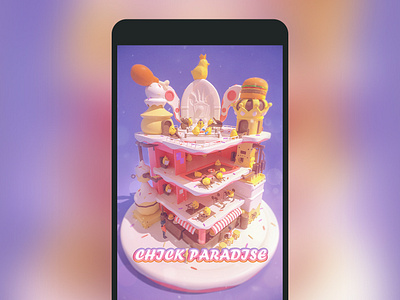 Chick Paradise c4d cake food illustration swimming pool