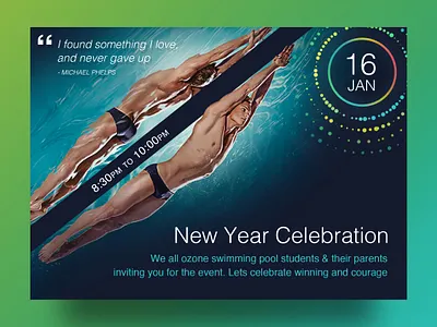 Swimming invitation branding design graphics design illustration invitation card invitation design swimming pool typography vector